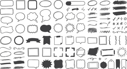Fototapeta premium Black and white comic speech bubbles and text frames