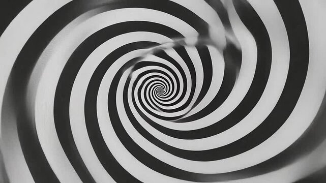 A monochrome spiral pattern creates a hypnotic and swirling visual effect
