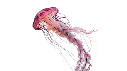 Purple jellyfish swimming marine fauna ocean wildlife creature isolated on transparent background © novik-png