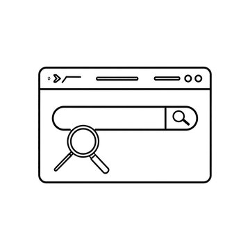 Web browser with search bar and magnifying glass