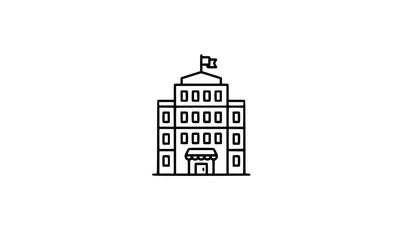 Fototapeta premium A minimalist line art illustration of a government building with a flag