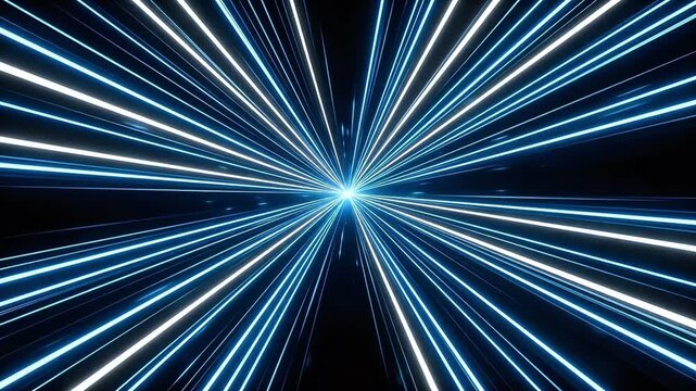 Abstract blue light streaks background representing high speed travel and futuristic digital technology concepts