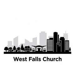 Obraz premium West Falls Church Skyline Silhouette — A Modern Transit-Oriented Northern Virginia Community Vector Illustration