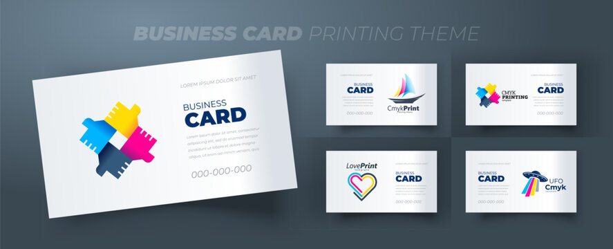 Set Business card Printing theme. Template design vector.