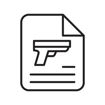 Firearms license gun permit document line icon