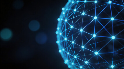 Naklejka premium Blue networked sphere on dark background