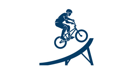 Obraz premium Bmx bike rider performing a jump on a ramp.