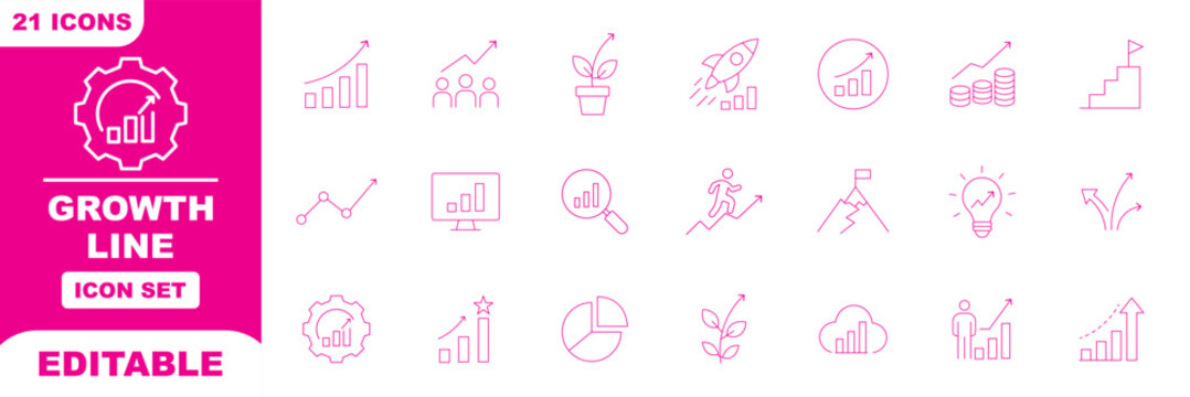 Graphs and Graphs set of web icons. Charts and diagram icons for web and mobile app. Business infographic, charts, statistics, growth, growing bar graph. up and down bar graph. increase and decrease