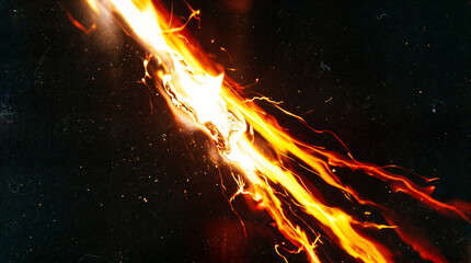 Fiery meteor streak across dark night sky, blazing orange flame trail and sparks, dramatic space background photo © GraphicsWorld