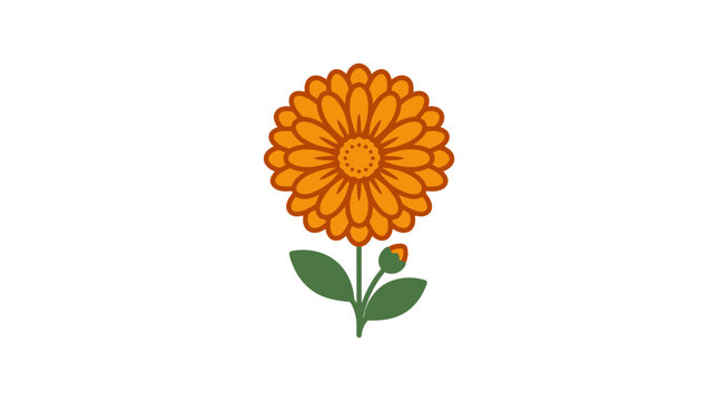 Vibrant orange calendula flower illustration showcasing natural beauty and new growth, perfect for spring and summer designs and botanical themes