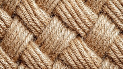 Fototapeta premium Natural sisal weave pattern texture background seamless organic fiber material eco-friendly design surface top-down angle macro detail beige brown tones