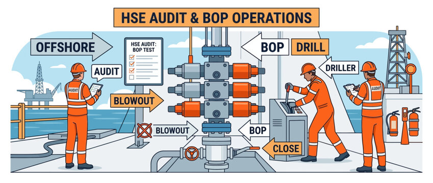 Offshore HSE Audit & BOP Operations: Safety, Drilling, and Control on Oil Rigs