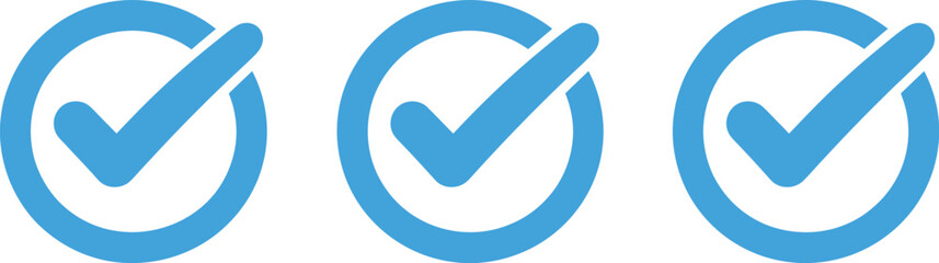 Blue Checkmark icons representing approval verification confirmation accepted checklist and validation symbols clean vector © maruf 1