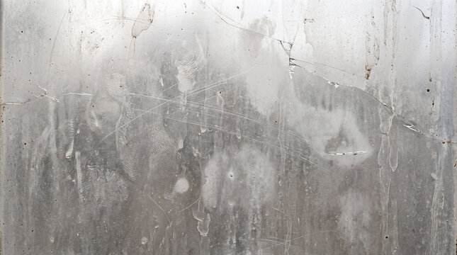 Grunge dirty glass texture background, weathered scratched pane with smudges stains, finger prints and grime, high resolution copy space horizontal