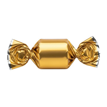 Gold chocolate candy bar with festive ribbon bow isolated on transparent background