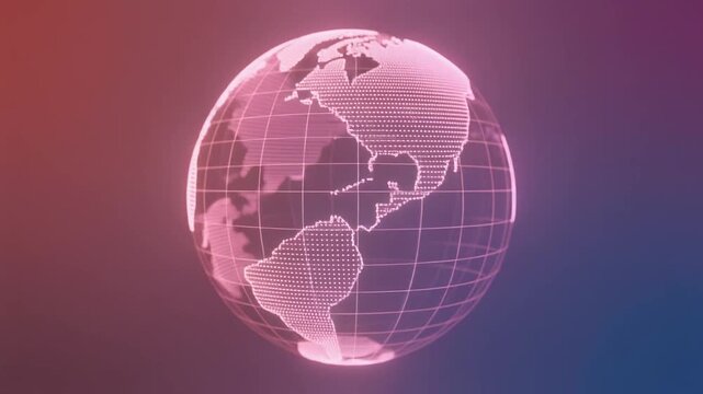 Wireframe globe rotation Abstract Background Pastel Pink And Lavender Financial Business Motion