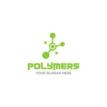 Abstract green molecule structure and polymer network logo template. Perfect for chemical, laboratory, science, technology, pharmacy, medical, and biotech company identity.
