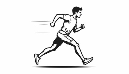 Obraz premium Man Running in Shorts and Tshirt.