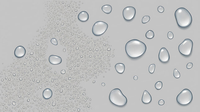 Clear Water Drops on White Waterproof Surface, Hydrophobic Surface Concept
