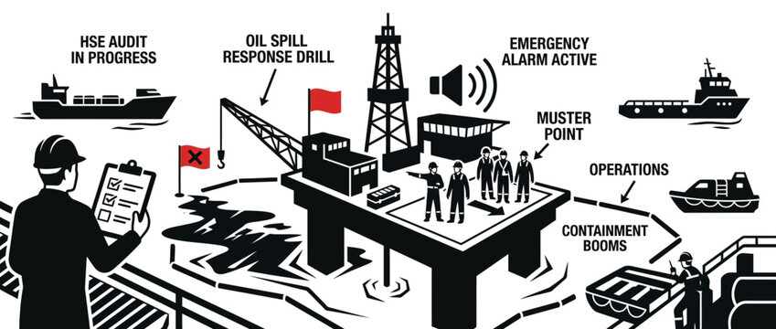 Oil Rig Safety Drill: Emergency Response, HSE Audit, Spill Containment