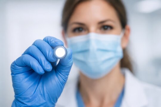 Medical professional holding exam light in clinic environment. Ai generative