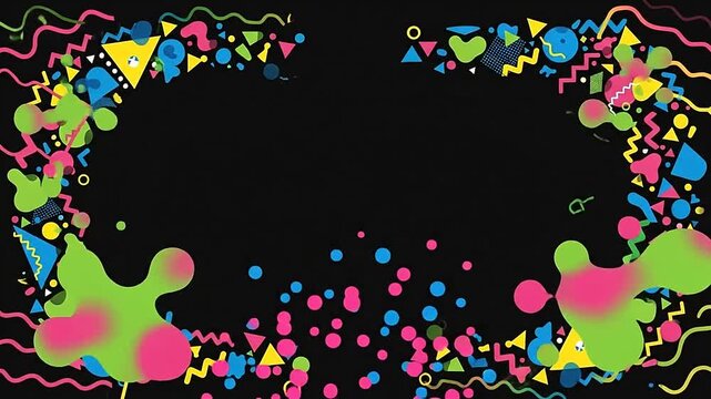 Abstract background with colorful geometric shapes arranged in a decorative border pattern