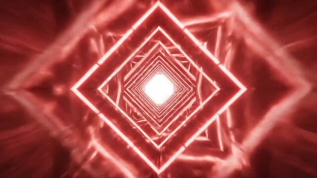 A glowing red diamond tunnel creates a futuristic abstract visual effect
