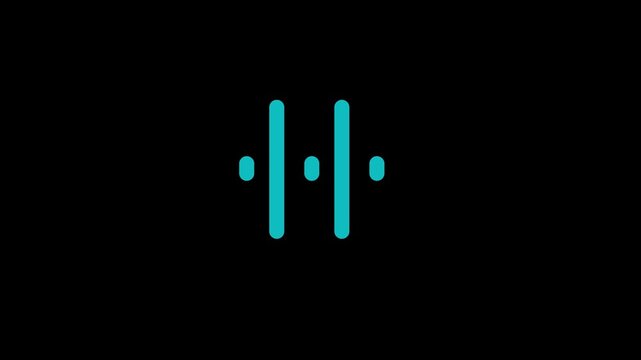 Teal Two Vertical Bars Growing Loading Icon on Black Background