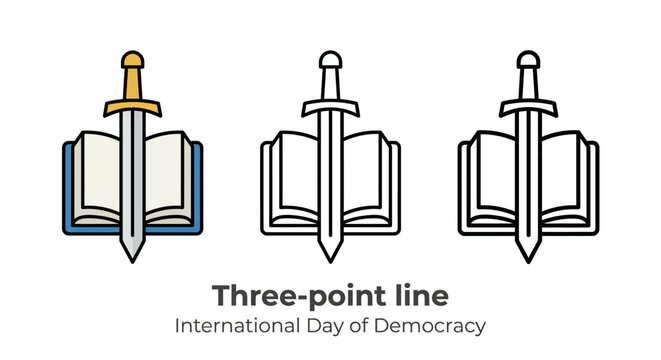 Democracy Day Symbol with Book and Sword Icon Set