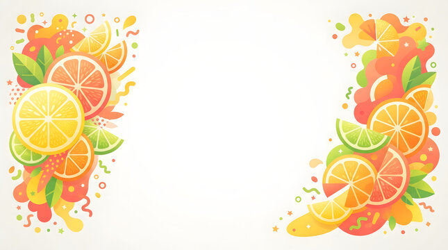 Fresh Citrus Fruit Slices Border Frame Design with Vibrant Summer Colors