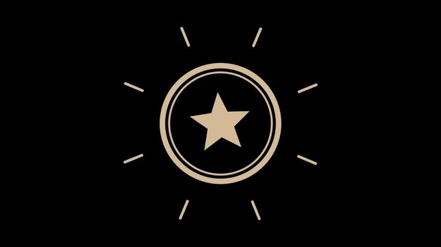 Beige stamp badge slamming down with impact, approval seal transparent background loop animation