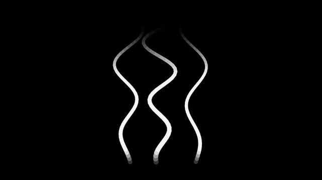 White steam wisps rising gently from hot food, transparent background loop animation