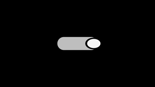 White toggle switch turning on and off smoothly, interface element transparent background loop