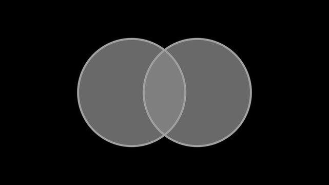 Gray venn diagram circles overlapping smoothly, comparison infographic transparent loop