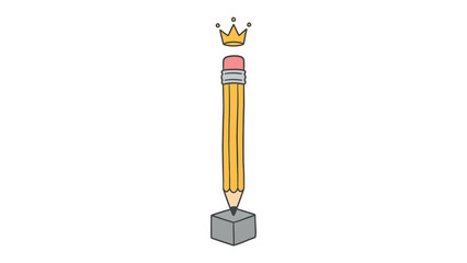Pencil Crowned: A symbolic representation of creativity and achievement, a pencil stands tall like a trophy, topped with a golden crown, signifying the pinnacle of writing and artistic endeavors. © hafeza