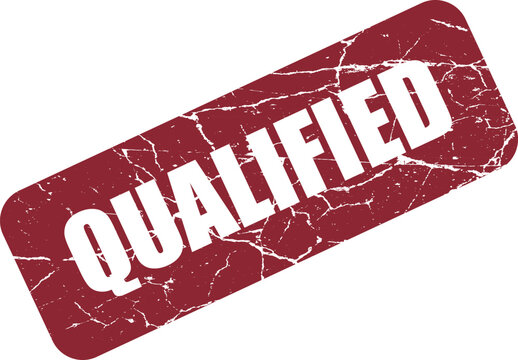 Red grunge qualified stamp vector illustration for certification status concept.