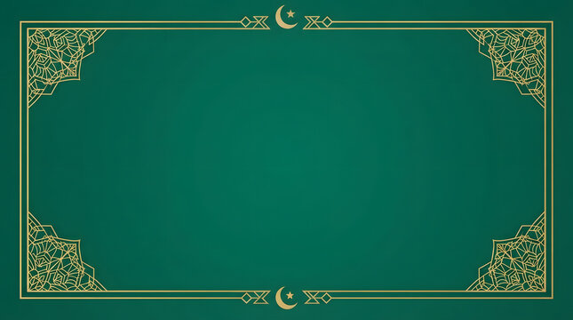 Decorative gold frame with intricate floral patterns on a luxury emerald green background for elegant greeting cards and invitations