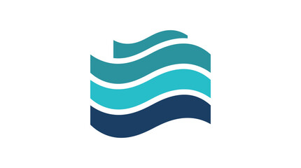 Obraz premium Abstract minimalist wave icon with blue gradient layers.