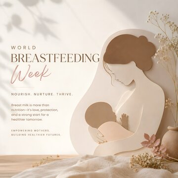 Mother breastfeeding baby on world breastfeeding week