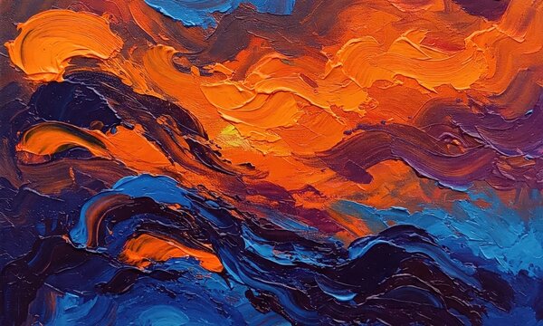 abstract watercolor background with sunset ocean vibes orange blue cyan color mock up design backdrop