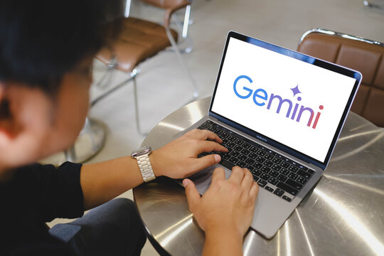 Bangkok, Thailand. July 5, 2026; A person types on a laptop displaying the Google Gemini artificial intelligence assistant logo on the screen.