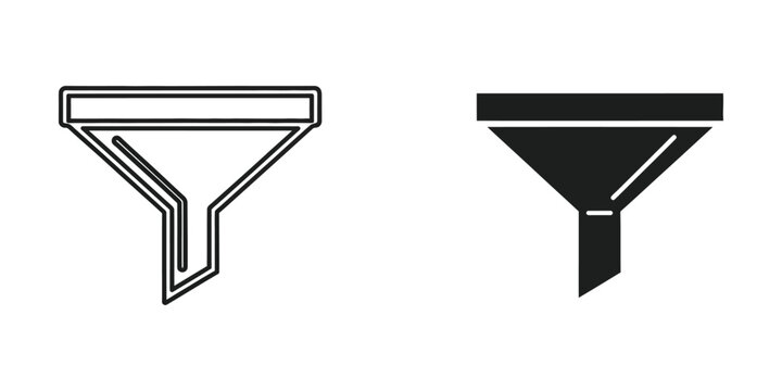 Funnel filter set featuring minimalist outline and solid black styles for data sorting and web interface
