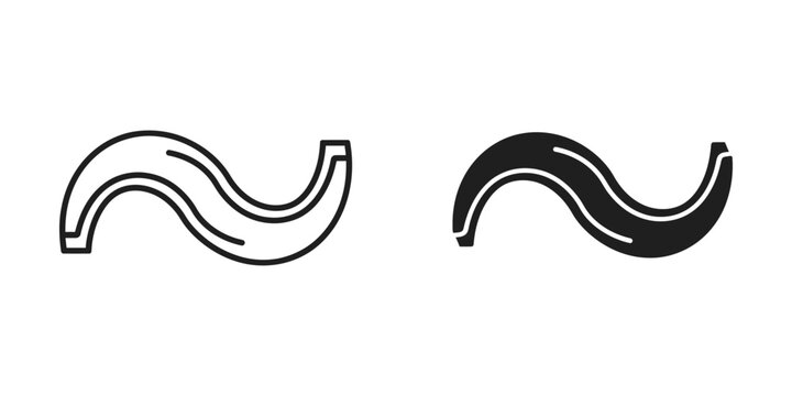 Minimalist s-curve wave line set in black and white outline and solid styles for ui abstract symbol