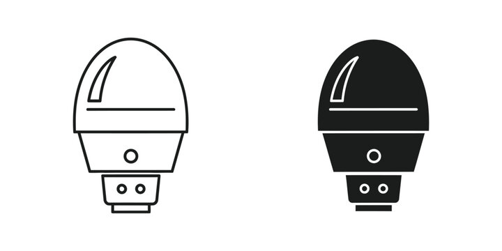 Modern led light bulb set in outline and solid black styles for energy efficient lighting and home technology