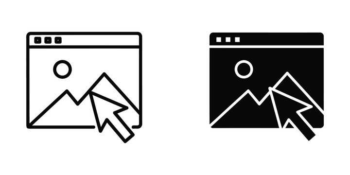 Web browser window set with cursor pointer clicking on placeholder for digital interface