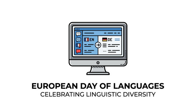 European Day of Languages Concept with Digital Translation Interface