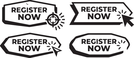Obraz premium Register Now Buttons Set Vector Icons For Web UI Design Elements