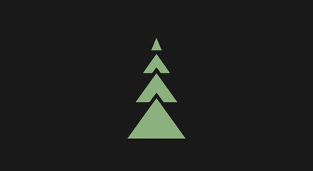 Fototapeta premium Minimalist depiction of a tree. Light green triangular shapes on a dark background. Simple design
