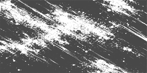 Obraz premium Black Grunge Brush Texture. High contrast distressed paint stroke abstract background with bold white streak patterns. Urban creative design element.