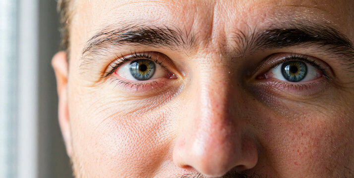 Close-Up Portrait of a Person with Striking Green Eyes and Natural Expression